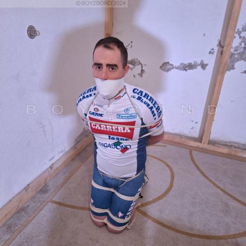 On your knees bound cyclist !